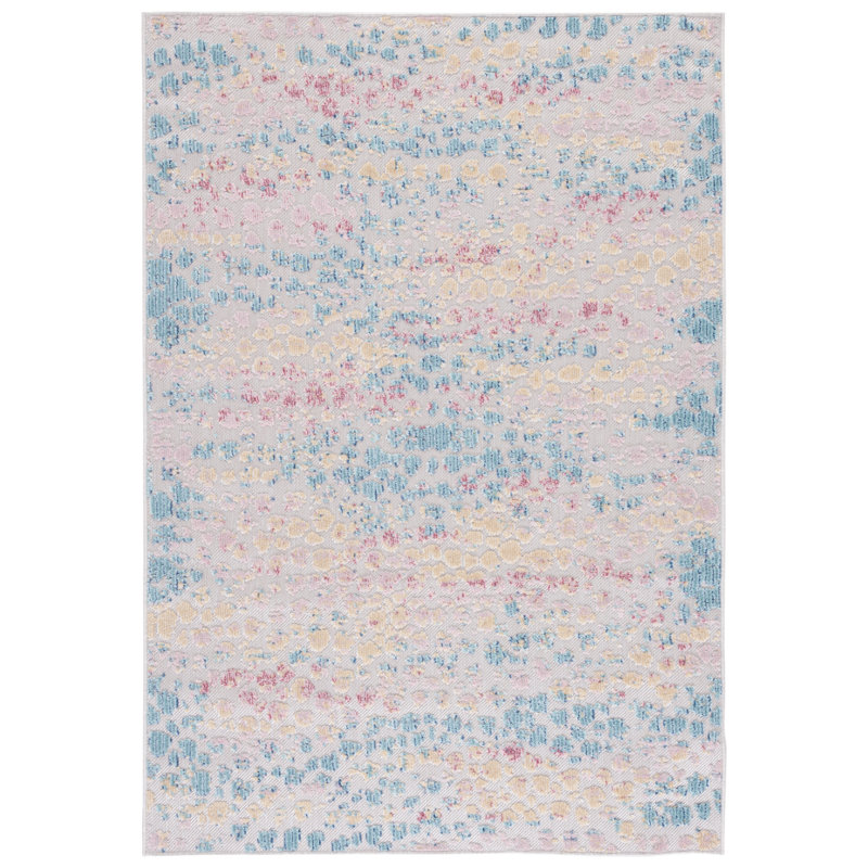 Wrought Studio Clerkin Aqua/Pink Indoor/Outdoor Rug Wayfair